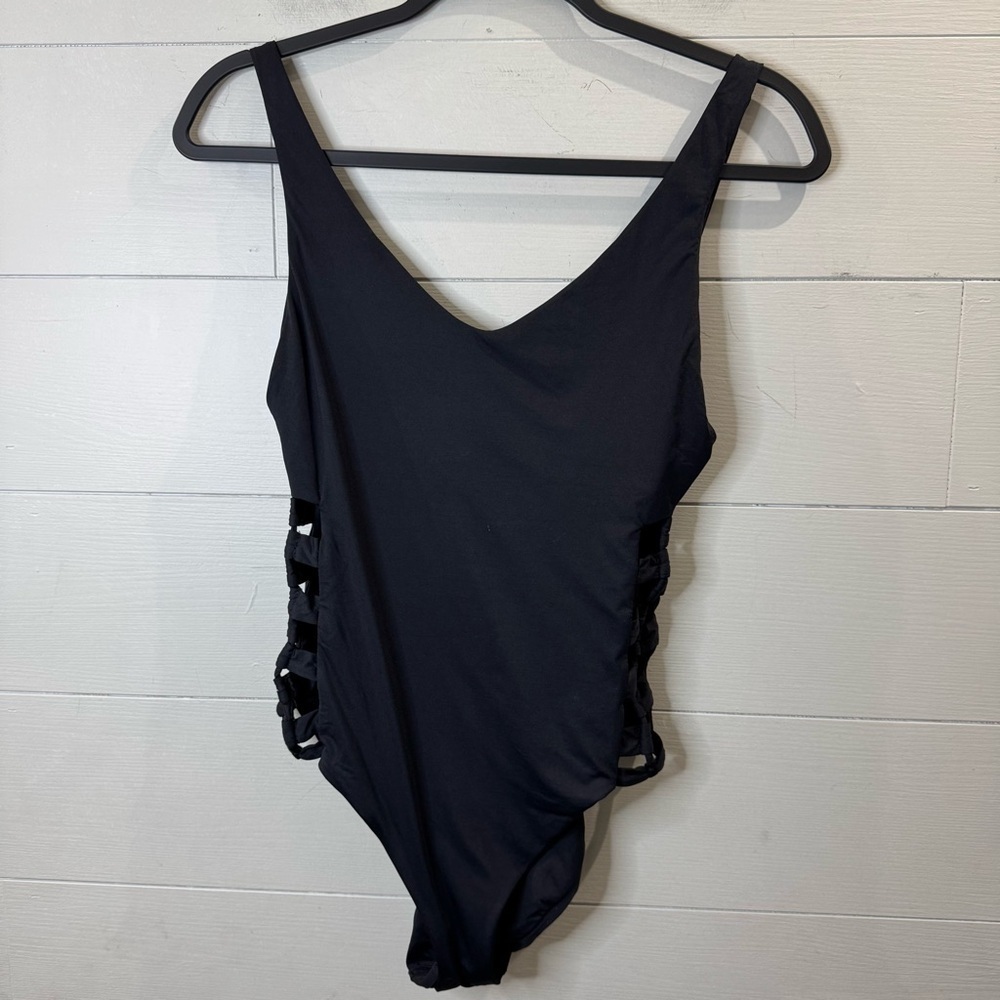 Becca | Black One-Piece Swimsuit with Side Cutouts Size Medium